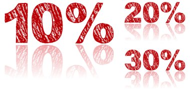 Sale Percentages Written in Red Chalk - Set 1 of 3 clipart