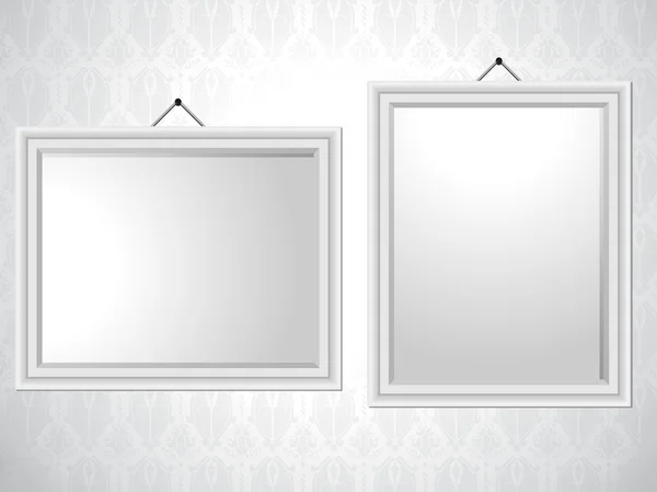 stock vector White Picture Frames on Wallpaper Background