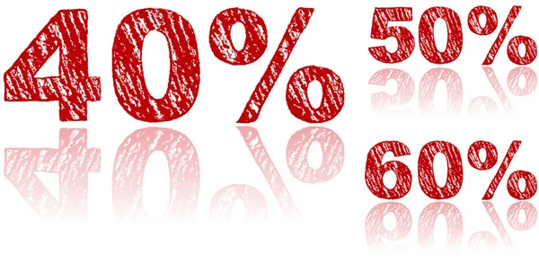 Sale Percentages Written in Red Chalk - Set 2 of 3 — Stock Vector