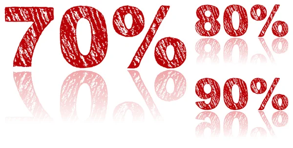 Sale Percentages Written in Red Chalk - Set 3 of 3 — Stock Vector
