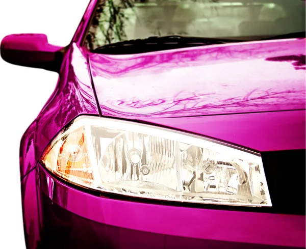 Рожевий спортивний автомобіль - передня сторона, половина — стокове фото