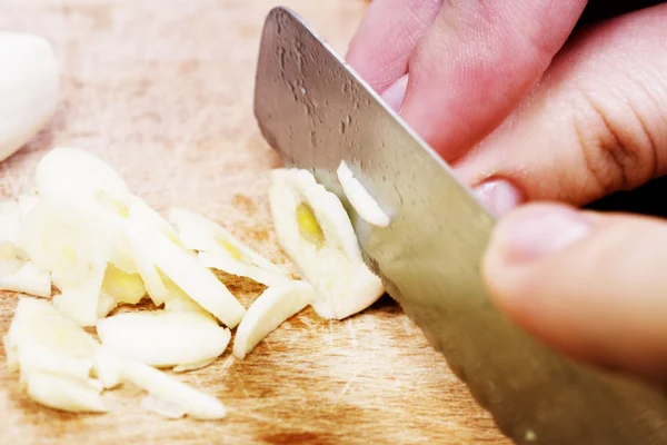 stock image Chopping the Garlic