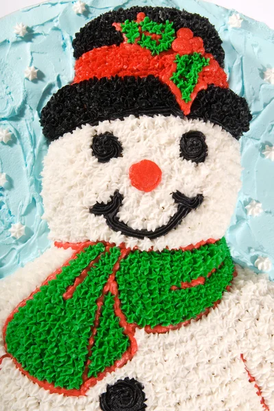 Торт Снеговика Маслом Синем Фоне Королевской Глазури — стоковое фото