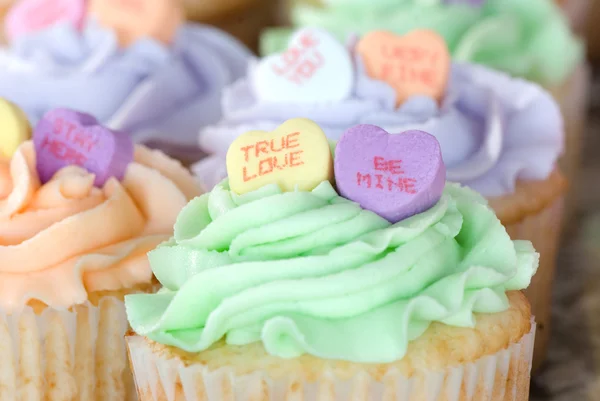 Valentines Cupcakes Rechtenvrije Stockfoto's