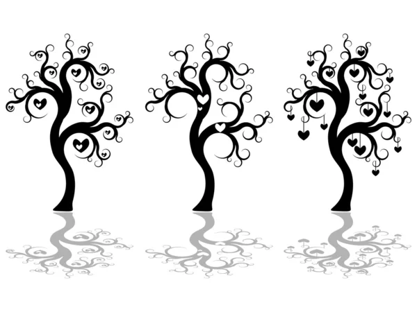 Ağaç Beyaz Zemin Üzerinde Stilize Silhouettes — Stok Vektör