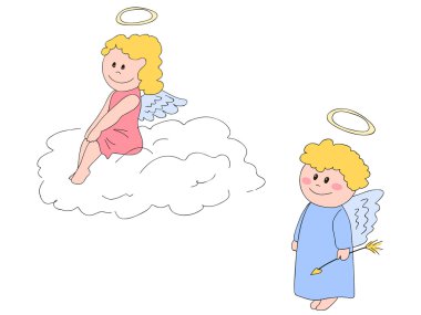 Angels- boy and girl - Valentine's Day concept clipart