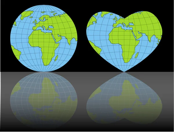 地球在一个球和一颗心的形式中的矢量模型 — 图库矢量图片