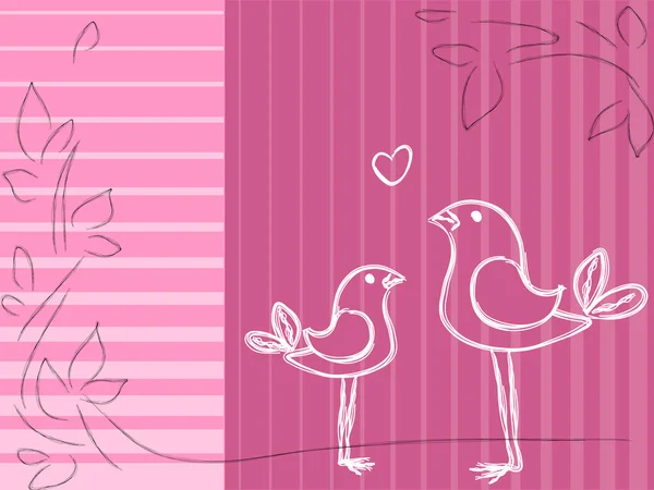 Pájaros fondo rosa — Archivo Imágenes Vectoriales