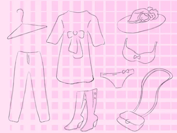 Abbigliamento Donna Sfondo Rosa — Vettoriale Stock