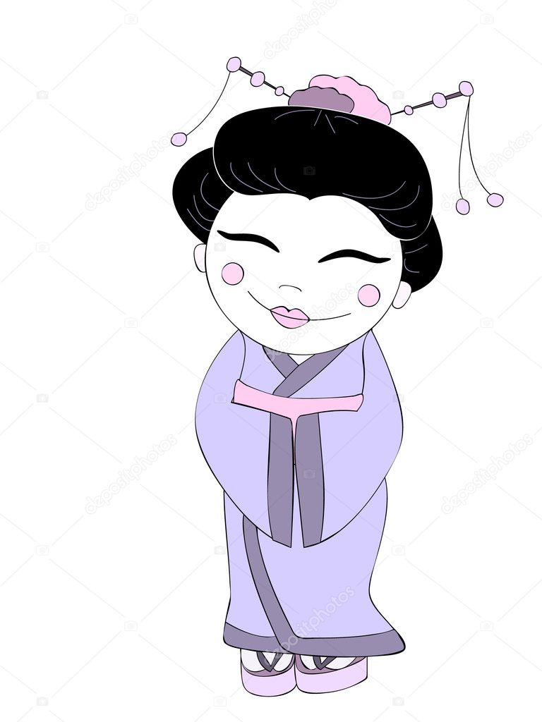 Vector illustration of a Japanese geisha