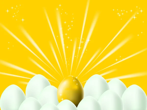 Weiße Und Goldene Eier Auf Glänzendem Hintergrund — Stockvektor