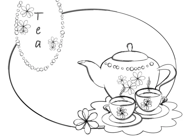 Набросок чая — стоковый вектор