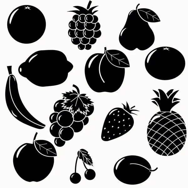 Silhouettes de fruits — Image vectorielle