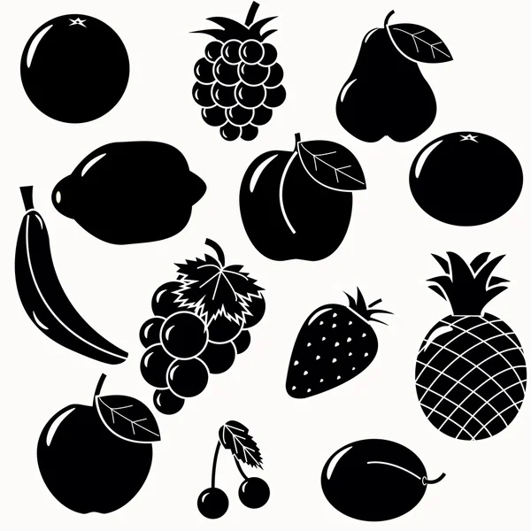Meyve silhouettes — Stok Vektör