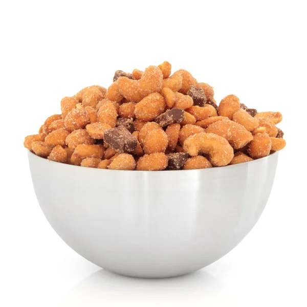 Chocolate Chunks and Cashew Nuts — Stock Photo, Image