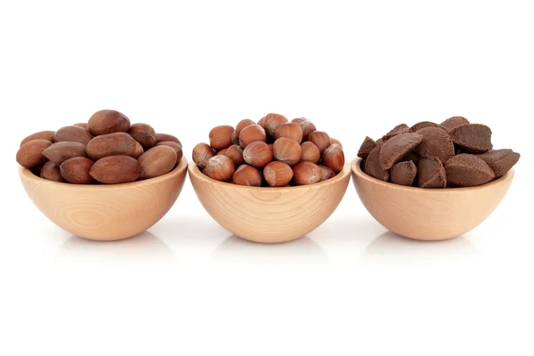 Pekanové, lískových ořechů a para ořechy — Stock fotografie