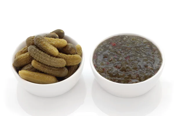Pickles de Gherkin e Relish — Fotografia de Stock