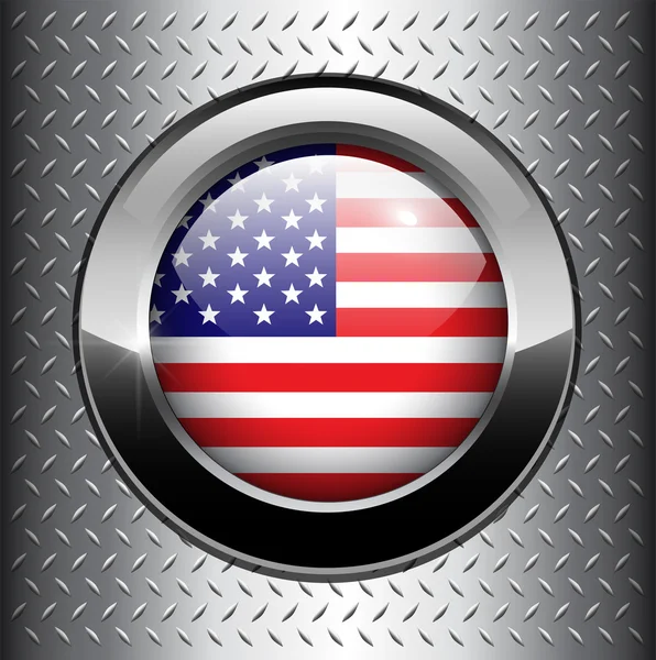 Pulsante bandiera USA Nord America — Vettoriale Stock