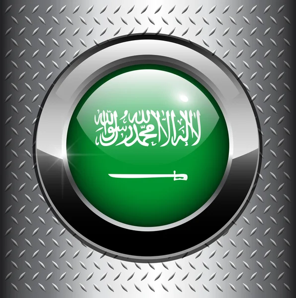 Botón bandera de Arabia Saudita — Vector de stock
