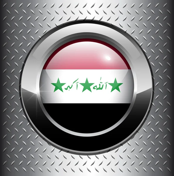 Irak bayrağı düğmesi — Stok Vektör