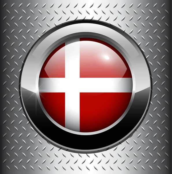 丹麦国旗按钮 — 图库矢量图片
