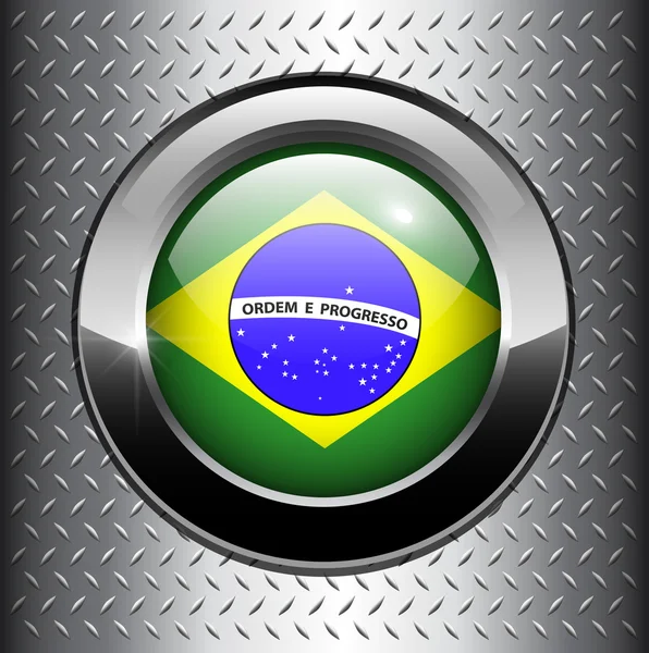 Botão bandeira brasil — Vetor de Stock