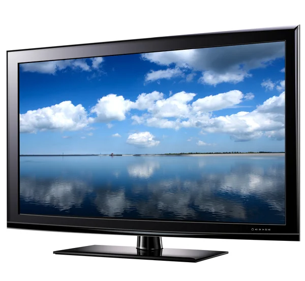 Moderna widescreen tv — Stockfoto
