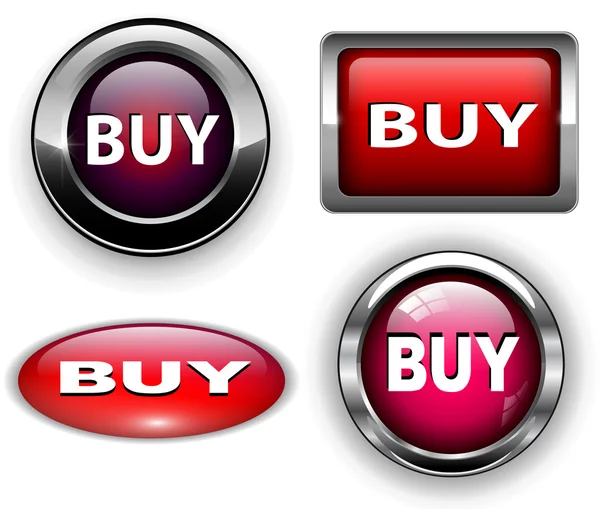 Buttons kaufen, Symbole setzen. — Stockvektor