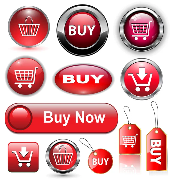 Kaufen Icons Buttons Set Vektorillustration — Stockvektor