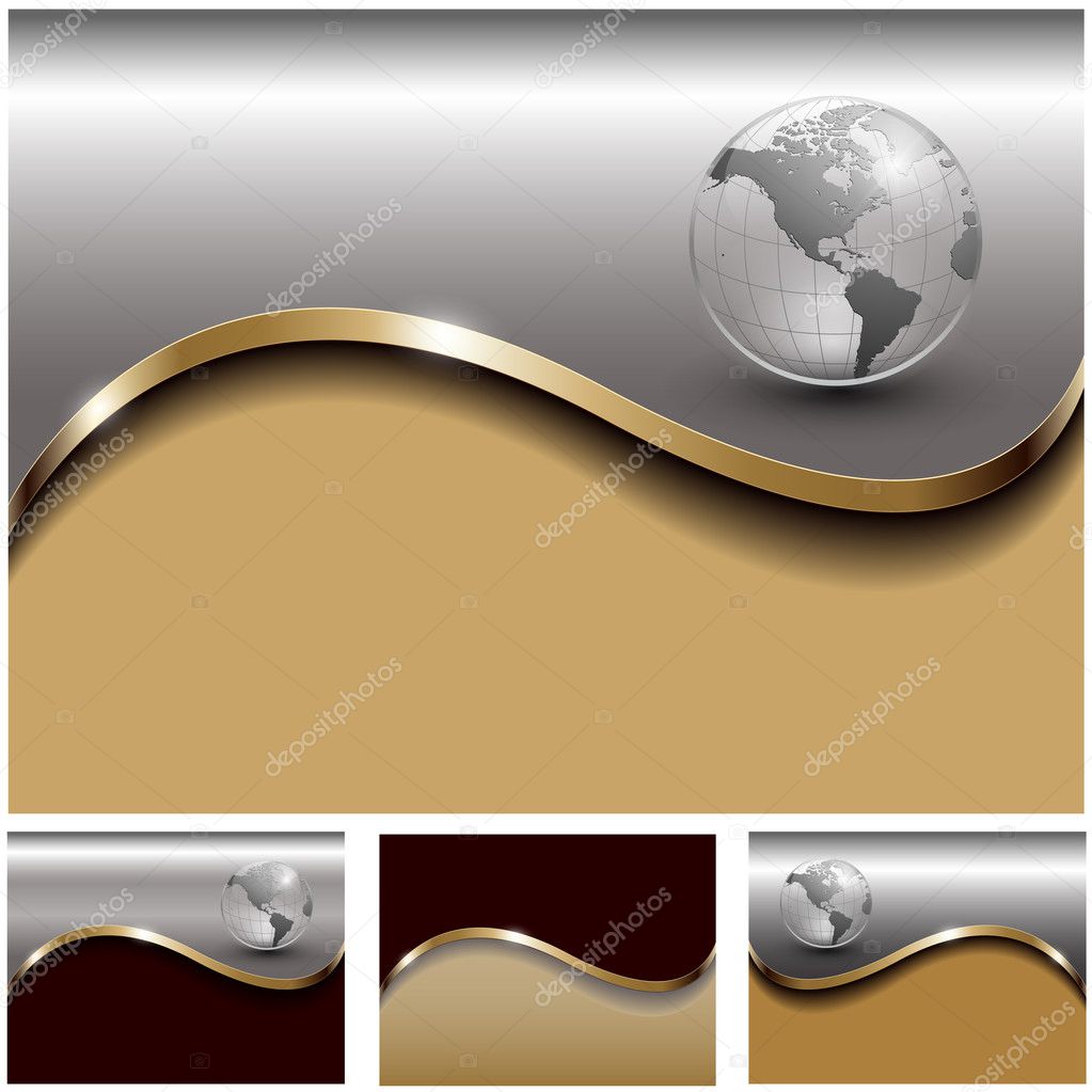 Abstract business backgrounds gold and silverl set, vector