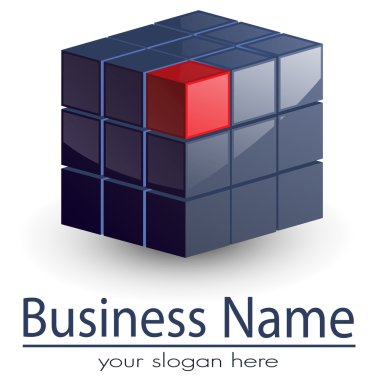 Logo 3d glossy cube, modern logo for your business. clipart