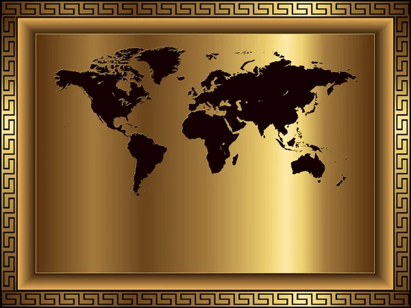 Fundo Negócios Ouro Com Mapa Mundo Vetor — Vetor de Stock