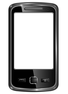 Beyaz ekran ve vektör illüstrasyonu ile mobil iletişim için modern akıllı telefon.
