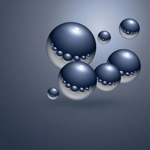 Abstract Achtergrond Drijvend Staal Chroom Ballen Vector — Stockvector