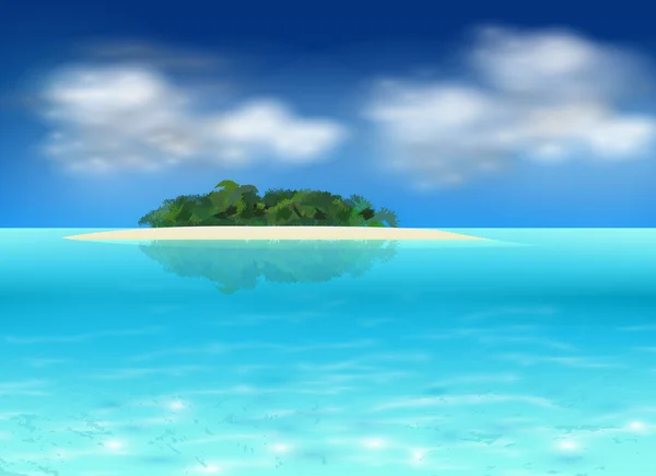 矢量的热带小岛背景 现实图 — 图库矢量图片