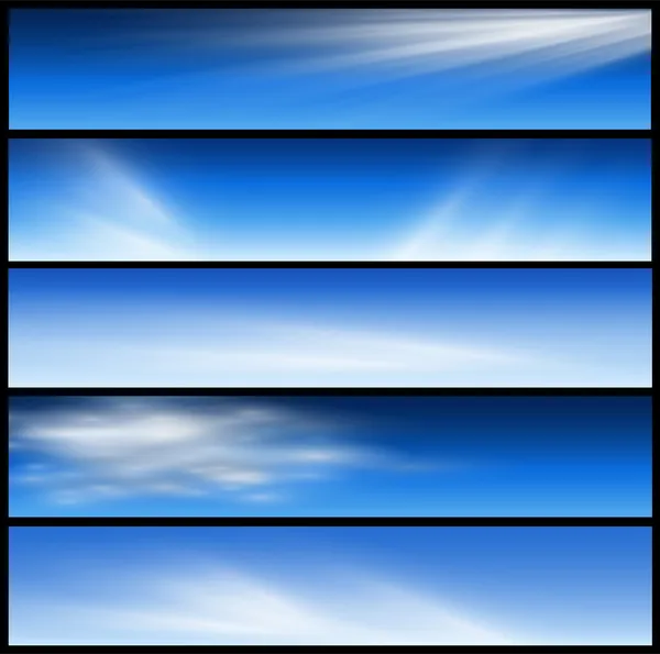 Banners Headers Blue Clouds Set Vector — Stock Vector