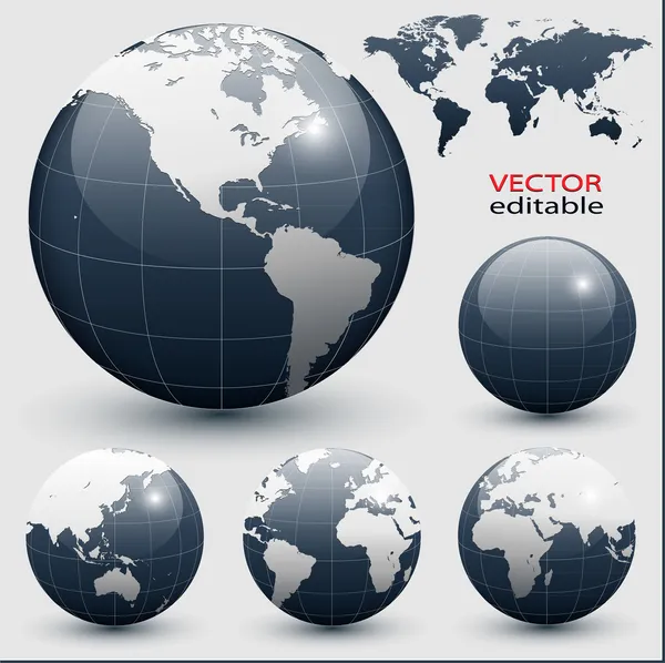 Země Globusy s mapou světa — Stockový vektor