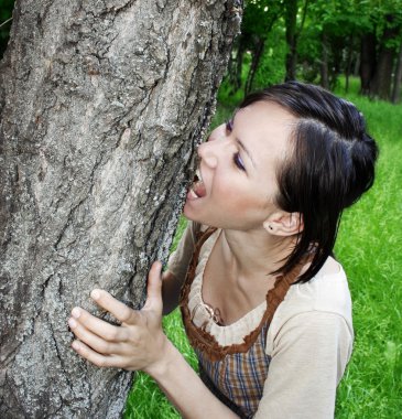 Young woman biting clipart