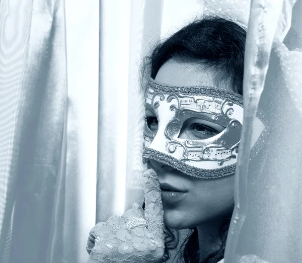 Beautiful Woman Wearing Carnival Venetian Mask — Stock Photo, Image