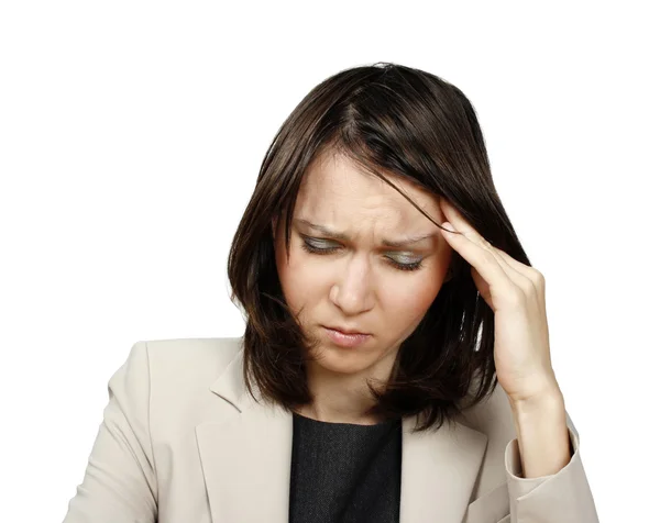Junge Geschäftsfrau Mit Kopfschmerzen Isoliert Auf Weißem Hintergrund Stockbild