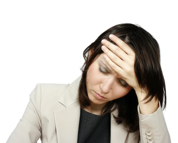 Giovane donna d'affari con mal di testa — Foto Stock