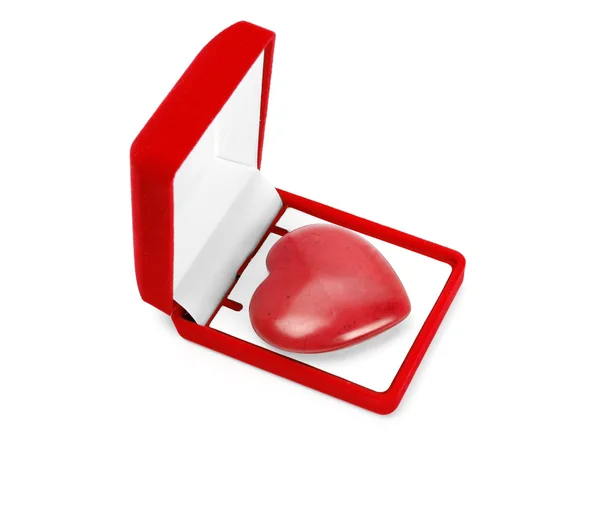 Κόκκινη Καρδιά Ένα Κιβώτιο Δώρων — Φωτογραφία Αρχείου