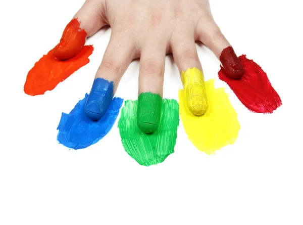 Kleurrijke Hand Geïsoleerd Witte Achtergrond — Stockfoto
