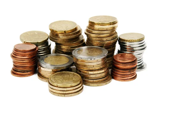 Monedas Aisladas Sobre Fondo Blanco — Foto de Stock