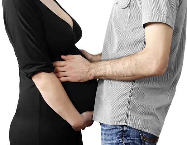 Mom Dad Hands Belly — Stock Photo, Image