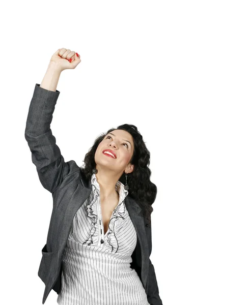 Young woman celebrating a business victory — Stock Photo, Image