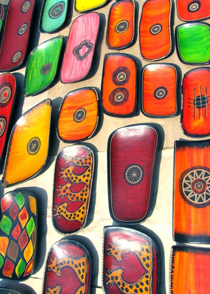 Wooden Plates Sold Street Market Maputo Mozambique — Stock Photo, Image