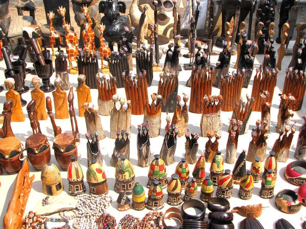 stock image Wooden figures sold at the street market in Maputo, Mozambique