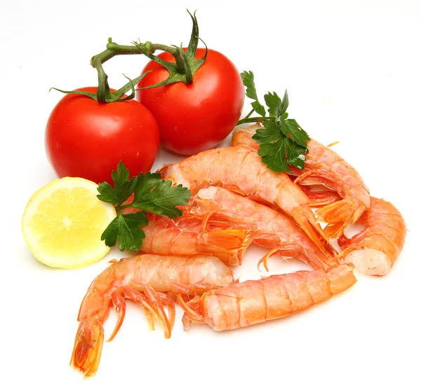 Shrimp with tomatoes — Stock Photo, Image