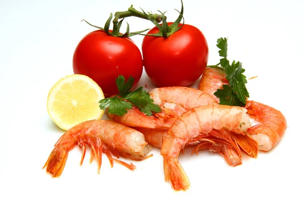Shrimp with tomatoes — Stock Photo, Image
